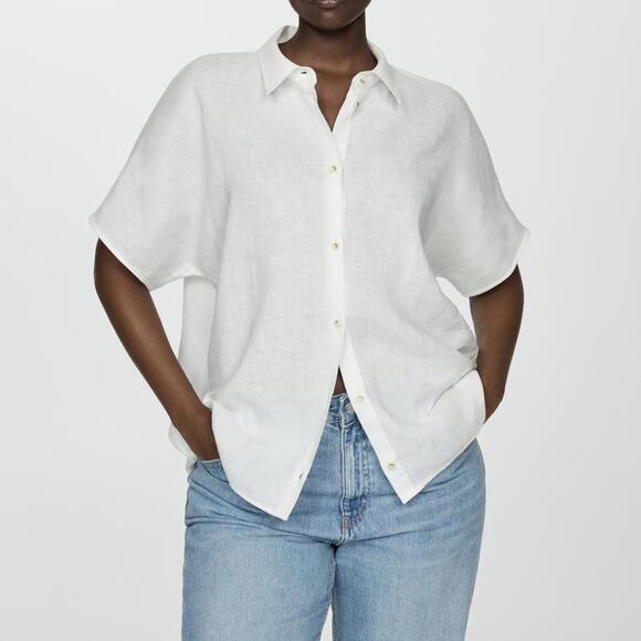 Mango 100% Linen Shirt White Size 18 / 3XL - Picture 1 of 6